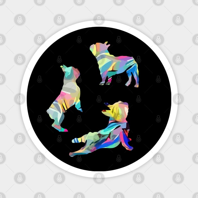 French bulldog silhouette, colorful style Magnet by Collagedream